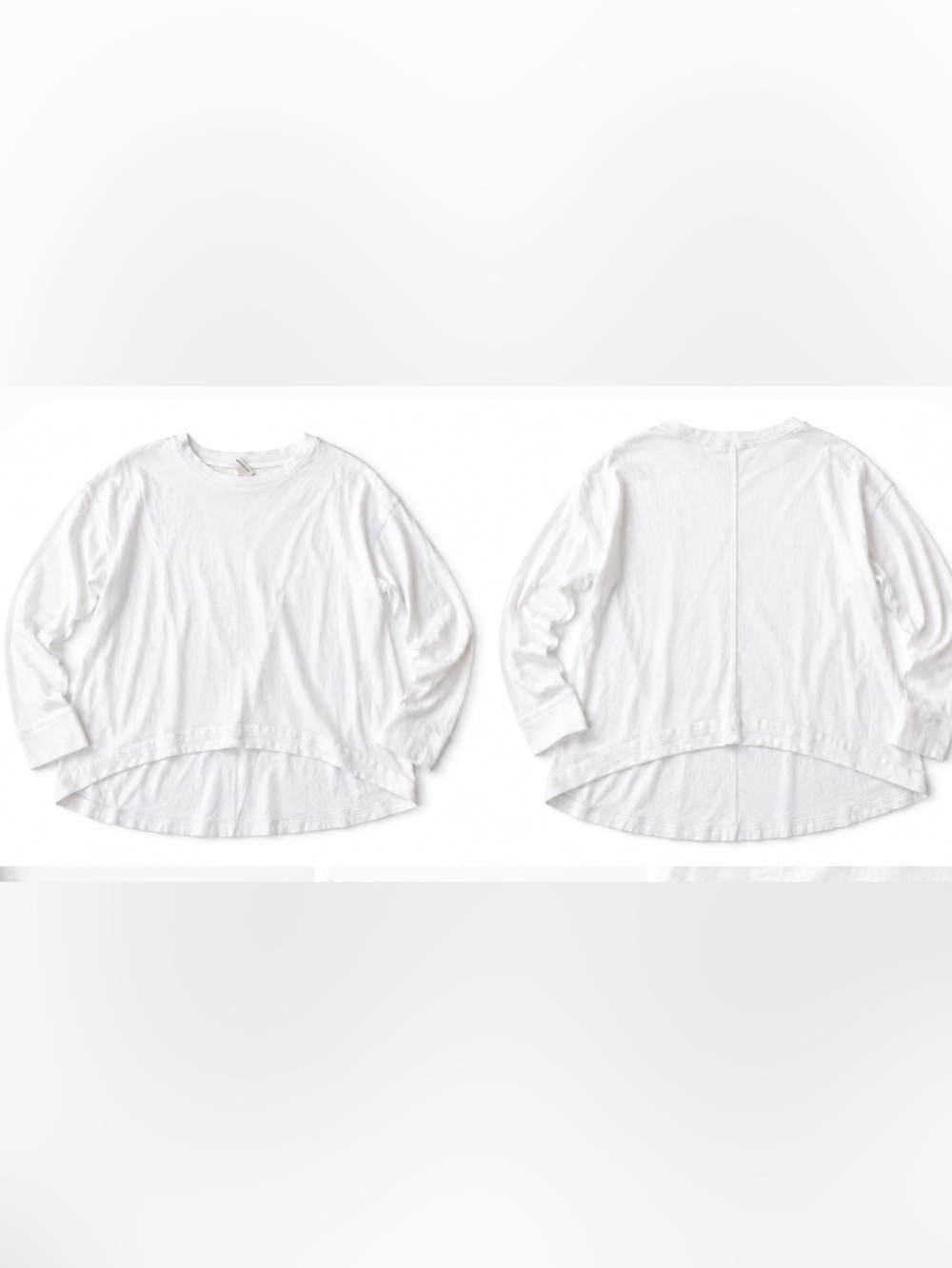 8 Long-Sleeve High-Low Crew Tee - White